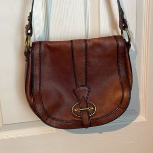 Fossil Brown Leather Saddebag Purse